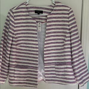 Talbots Women's Purple and White Striped Blazer